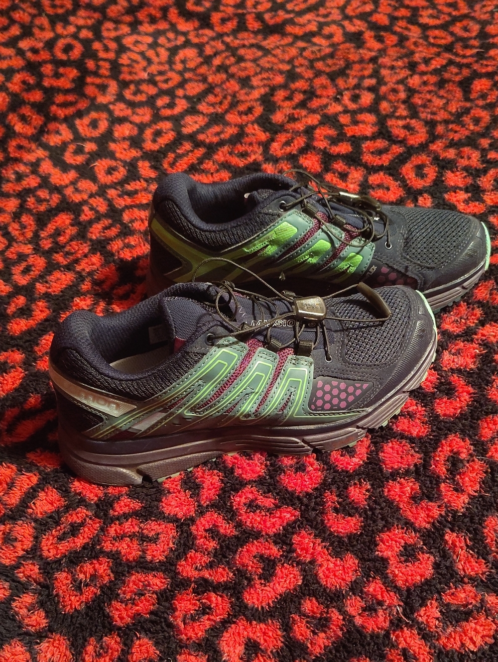 Salomon Blue Athletic Shoes with Green Accents